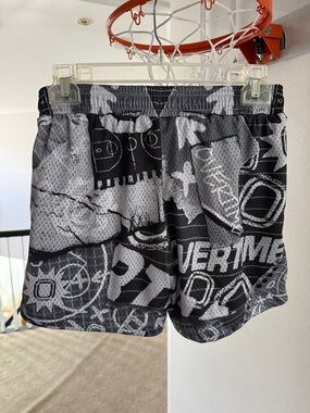 Black & Gray Graphic Athletic Shorts for Kids